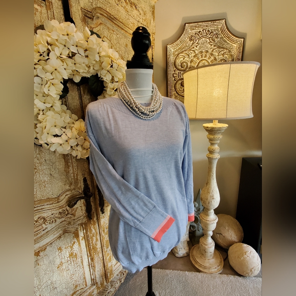 Ellie Baby Blue with Coral Trim  size XL